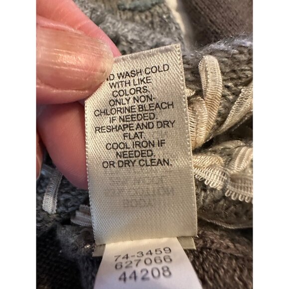 J Jill Patchwork Wool Blend Cardigan Sweater Chunky Mixed Knit Heather Pewter M - Picture 13 of 16